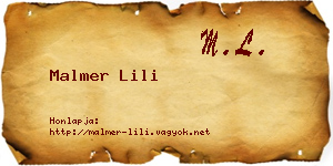 Malmer Lili névjegykártya